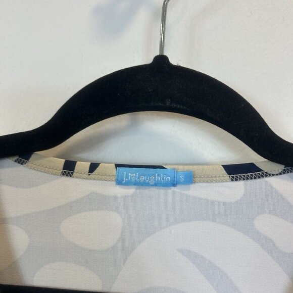 J. McLaughlin Women’s Catalina Cloth 3/4 Sleeve Stretch Cream Navy Size Small - Picture 4 of 8